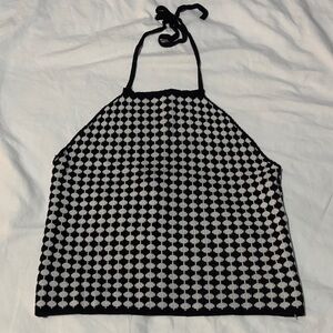 Black and White Knit Halter Top XS/S